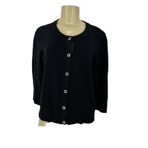 Kate Spade Small ? Women Black Jewel Button Cropped Cardigan Wool Blend G20